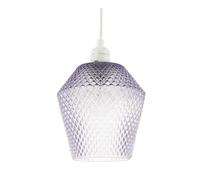 Modern and Compact Purple Lilac Glass Diamond Design Easy Fit Pendant Lamp Shade for Kitchen, Lounge, Dining Room etc | 17cm x 17cm by Happy Homewares