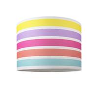 Contemporary and Cute Multi Coloured Rainbow Stripe Cotton Fabric Drum Lamp Shade - 12" for Table Lamp or Pendant Light by Happy Homewares