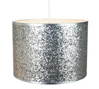 Happy Homewares Modern and Designer Bright Silver Glitter Fabric Pendant/Lamp Shade 25cm Wide