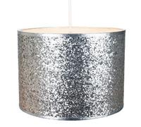 Modern and Designer Bright Silver Glitter Fabric Pendant/Lamp Shade 25cm Wide by Happy Homewares