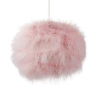 Modern and Distinctive Small Real Pink Fluffy Feather Decorated Pendant Light Shade | 25cm Diameter | 40w Maximum by Happy Homewares