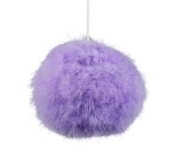 Modern and Distinctive Small Real Soft Lilac Fluffy Feather Decorated Pendant Light Shade | 25cm Diameter | 40w Maximum by Happy Homewares
