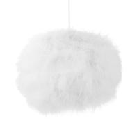 Modern and Distinctive Small Real White Fluffy Feather Decorated Pendant Light Shade | 25cm Diameter | 40w Maximum by Happy Homewares