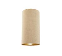 Happy Homewares Modern and Stylish Stitched Effect Taupe Linen Fabric Cylindrical 25cm Lampshade