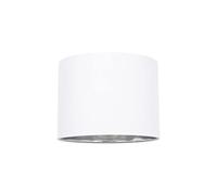Happy Homewares Modern and Stylish White Cotton Fabric Small 8" Drum Lamp Shade with Shiny Silver Inner - 40watt Maximum