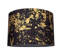Happy Homewares Modern and Unique Black Cotton Fabric Lamp Shade with Gold Shimmer Foil Design for Table or Ceiling Usage | 30cm Diameter | 60w Maximum