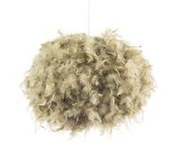 Contemporary and Unique Large Olive Green Real Feather Decorated Pendant Light Shade | 40cm Diameter | Beautiful Statement Piece by Happy Homewares