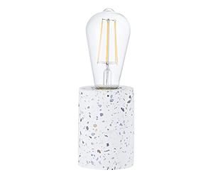 Happy Homewares Modern and Unique White Mosaic Concrete Table Lamp for Vintage Industrial Feature Style Light Bulbs | 1 x E27 60w Maximum | 11cm x 8cm