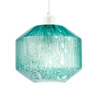 Happy Homewares Modern Aqua Teal Reactive Mottled Glass Pendant Ceiling Light Shade
