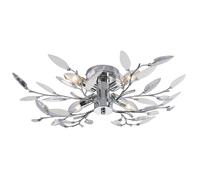 Happy Homewares Modern Birch 4 Bulb Ceiling Light with Acrylic Leaves in Silver Happy Homewares Silver