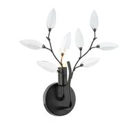 Modern Designer Tree Birch Matte Black Wall Lighting Fixture with Transparent Acrylic Leaves | 1 x 7w E14 | 30cm x 36cm x 15cm by Happy Homewares
