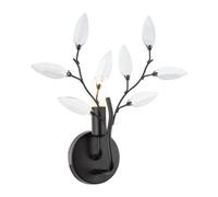 Happy Homewares Modern Birch Matte Black Wall Lighting Fixture With Transparent Acrylic Leaves