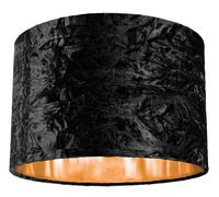 Happy Homewares Modern Black Crushed Velvet 12" Table/Pendant Lamp Shade with Shiny Copper Inner