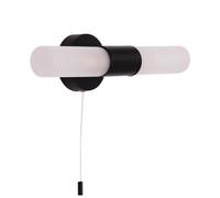 Happy Homewares Modern Black Ip44 Rated Bathroom Wall Light Fitting With Tubular Glass Shades