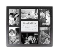 Happy Homewares Black Multi Collage Picture Frame with Grandchildren Wording and Cute Phrase - Side by Side or Miles Apart, Grandchildren are Always Close at Heart