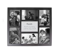 Happy Homewares Modern Black Multi Collage Picture Frame with Family Wording and Cute Phrase - Cherish Every Memory and Love Every Moment | For Table or Wall