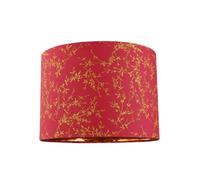 Modern Burgundy Cotton Fabric 10" Lamp Shade with Copper Foil Floral Decoration Suitable for Table or Ceiling Usage | 25cm Diameter | 60w Maximum by Happy Homewares