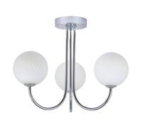 Happy Homewares Modern Polished Chrome Plated Ceiling Light Fitting With Swirl Glass