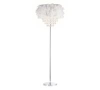 Happy Homewares Modern Chandelier Style Grey Feather Floor Lamp with Waterfall Drops