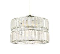 Happy Homewares Modern Chic Double Tier Pendant Shade with Rows of Clear Acrylic Prisms in Silver Happy Homewares Silver
