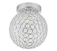 Modern Metal and Clear Beaded Glass IP44 Rated Bathroom Ceiling Light Happy Homewares Silver One Size