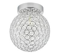 Happy Homewares Modern Chrome And Clear Glass Ip44 Rated Bathroom Ceiling Light