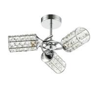 Happy Homewares Modern Chrome Ceiling Light With Cylindrical Acrylic Beaded Shades