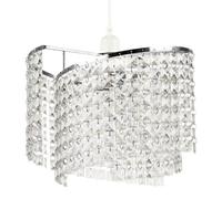 Happy Homewares Modern Chrome Chandelier Pendant Shade With Cascading Acrylic Panels