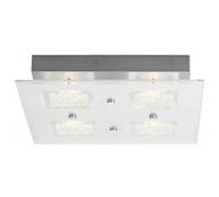 Happy Homewares Modern Chrome Square LED Bathroom Light with Clear/Frosted Glass Plate