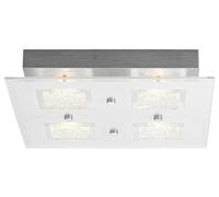 Modern Chrome Square LED Bathroom Light with Clear/Frosted Glass Plate Happy Homewares Metallic Silver One Size