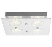 Happy Homewares Modern Chrome Square LED Bathroom Light with Clear/Frosted Glass Plate