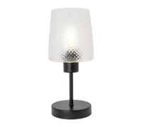 Happy Homewares Modern Clear Dimpled Glass Table Lamp with Matte Black Stem & Base Happy Homewares Black