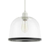 Happy Homewares Modern Clear Glass Bowl Pendant Light Shade with Matte Black Rim