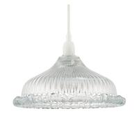 Modern Designer Clear Line Ribbed Glass Pendant Ceiling Lighting Shade with Moulded Rippled Edge | E14 only | 12cm x 25cm by Happy Homewares