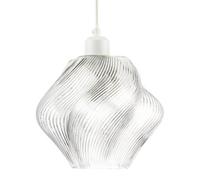 Happy Homewares Modern Clear Twisted Glass Pendant Light Shade With Etched Grooves