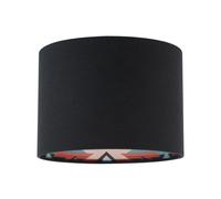 Happy Homewares Modern Colourful Aztec Designed Lamp Shade with Black Linen Fabric | Size: 10 inches Happy Homewares Black 10 inches