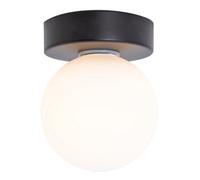 Happy Homewares Modern Compact Bathroom Ceiling Light with Opal Glass Globe Shade in Black Happy Homewares Black