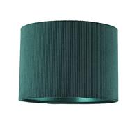 Happy Homewares Modern Dark Forest Green Soft Corduroy Fabric Drum Lamp Shade with Inner Emerald Satin Lining | 25cm x 18cm | for Table Lamp or Pendant