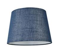 Happy Homewares Modern Denim Effect Navy Midnight Blue Linen Fabric Drum Lamp Shade | 25cm x 18cm x 20cm | Reversible Gimbal for Pendant or Table