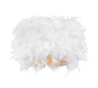 Modern Designer 100% Real White Feather Drum Lamp Shade with Inner Cotton Lining | 30cm Total Diameter | for Ceiling Pendant, Table or Floor Lamp by Happy Homewares