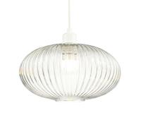 Happy Homewares Modern Designer Clear Transparent Line Ribbed Glass Oval Pendant Lamp Shade