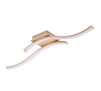 Happy Homewares Modern Designer Double Wavy Strip Semi-Flush Energy Saving LED Ceiling Light Fitting in Matte Gold Sand | 12w = 50w | 3000k Warm White | 570 Lumens