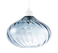 Happy Homewares Modern Designer Dusty Blue Line Twisted Glass Pendant Lighting Shade