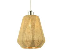Happy Homewares Modern Designer Glass Pendant Lamp Shade Wrapped in Natural Oatmeal Linen Fabric