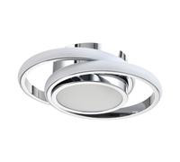 Happy Homewares Modern Designer LED Ceiling Light Fitting with Polished Chrome Rings and Central Downlighter | 21cm x 27cm x 6cm | 23w 1400 Lumens
