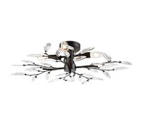 Modern Birch 4 Light Semi Flush Ceiling Light Fitting with Clear Leaves Happy Homewares Black One Size