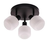 Happy Homewares Modern Designer Matte Black Spot Ceiling Light with White Ribbed Glass Shades