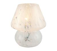 Happy Homewares Modern Designer Mushroom Glass Table Lamp in White Snowflake Pattern