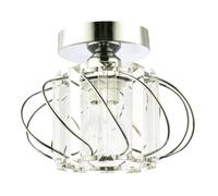 Happy Homewares Modern Polished Metal Ceiling Light Fitting with Clear Crystal Glass Rods in Silver Happy Homewares Silver