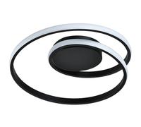 Happy Homewares Modern Designer Single Looping Strip Semi-Flush Energy Saving LED Ceiling Light Fixture in Matte Black Sand | 19w = 75w | 3000k Warm White | 1100 Lumens | IP20 Rated